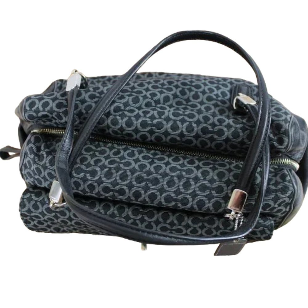 COACH Madison Madeline Black W/Gray Signature Small “C” Canvas East West… - Picture 10 of 13